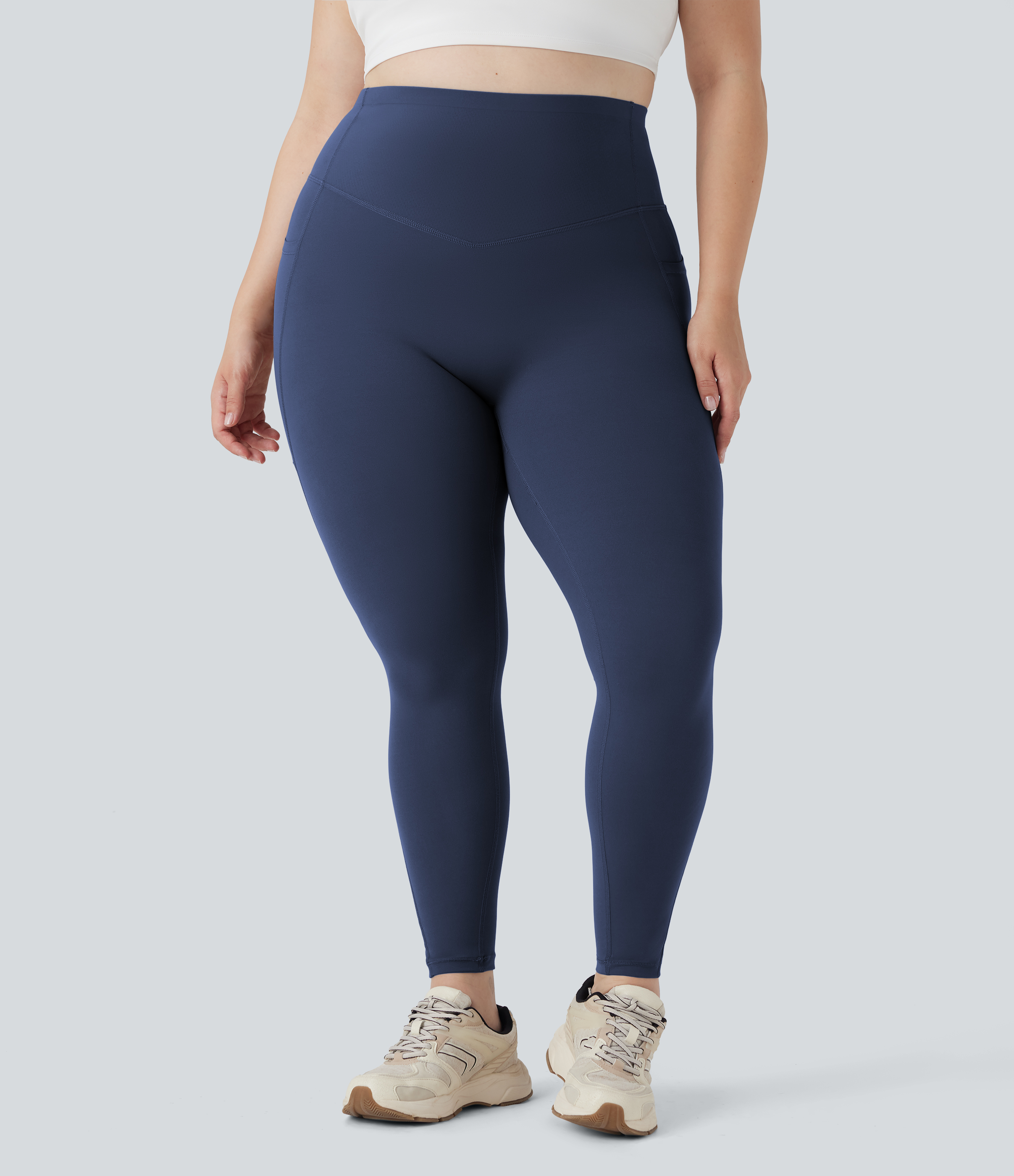 Plus Size High Waisted Butt Lifting Tummy Control Shaping Training Leggings with Pockets