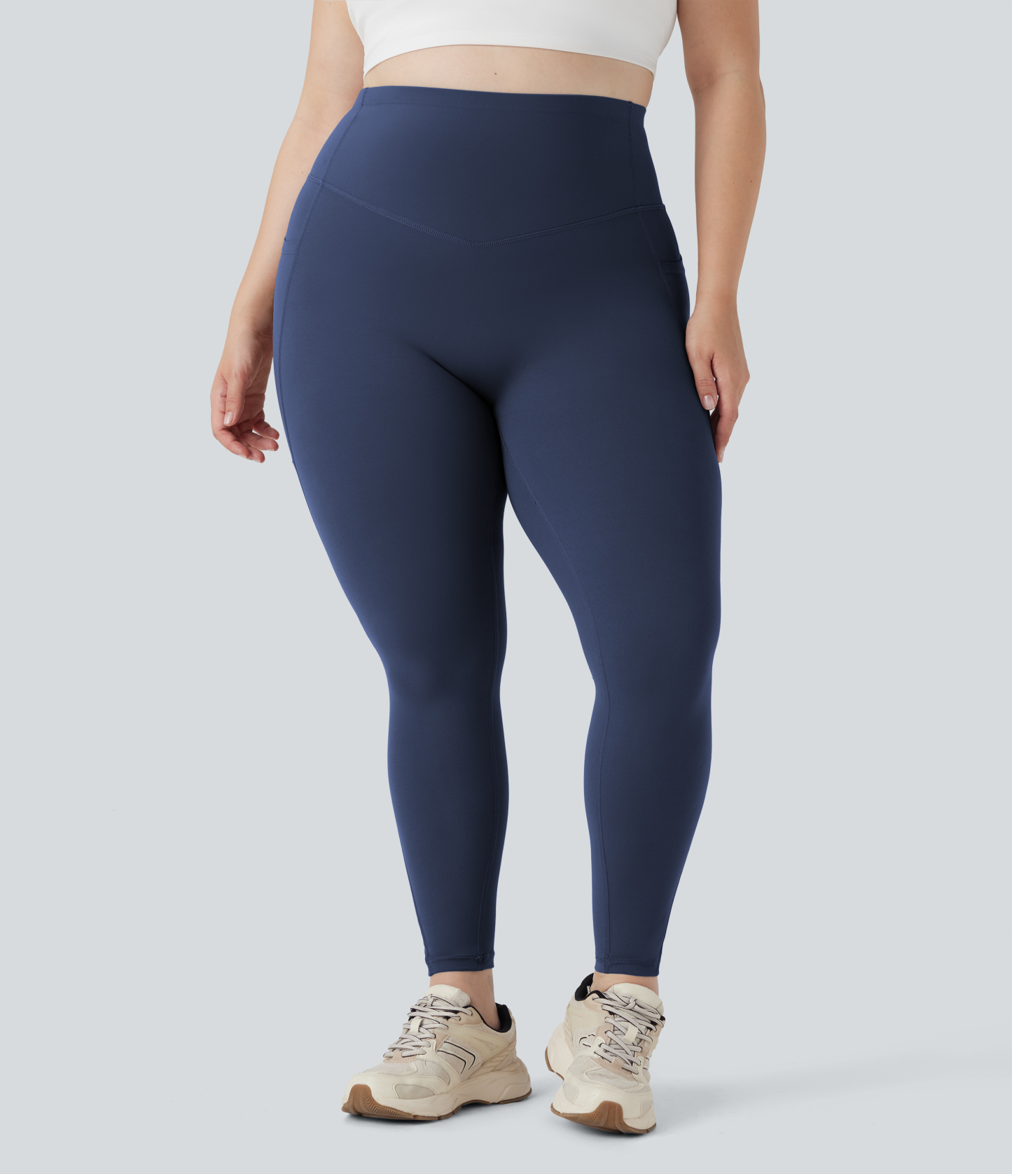 Plus Size High Waisted Butt Lifting Tummy Control Shaping Training Leggings with Pockets