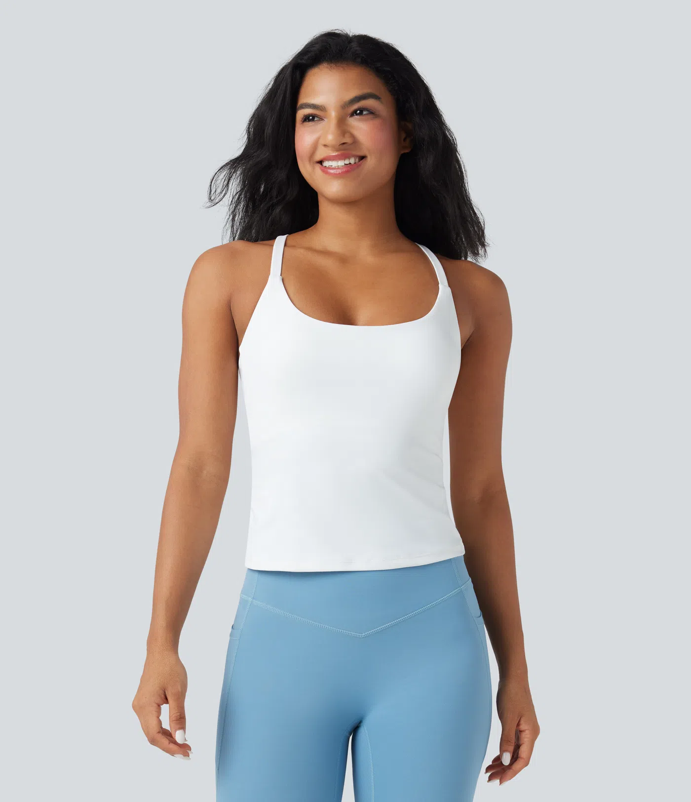 Round Neck Cross Backless Cross Hem Yoga Camisole