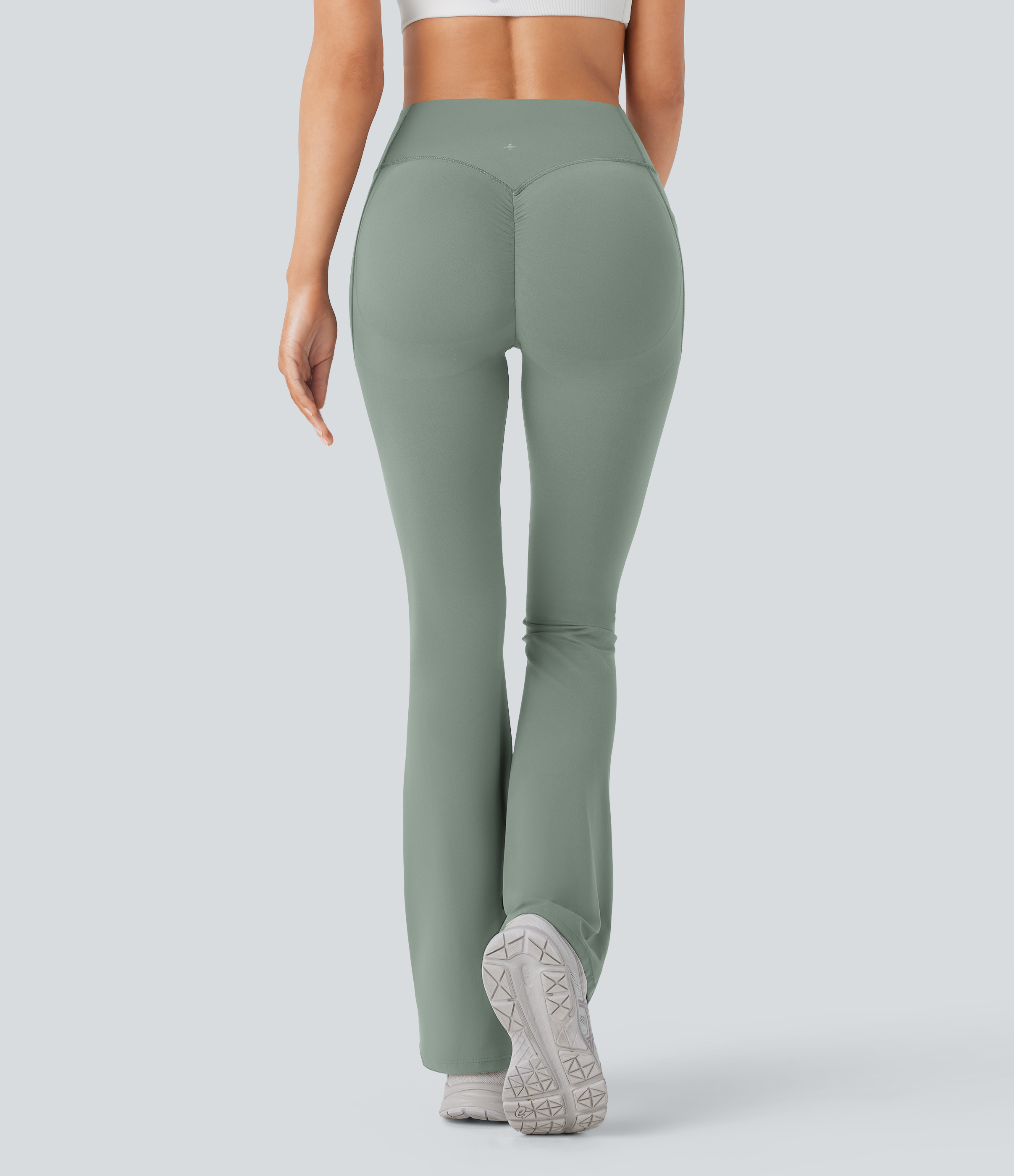 High Waisted Scrunch Butt Lifting Tummy Control Pocket Shaping Yoga Bootcut Leggings