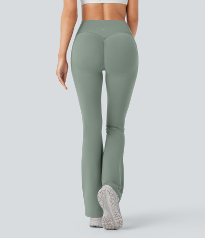 High Waisted Scrunch Butt Lifting Tummy Control Pocket Shaping Yoga Bootcut Leggings
