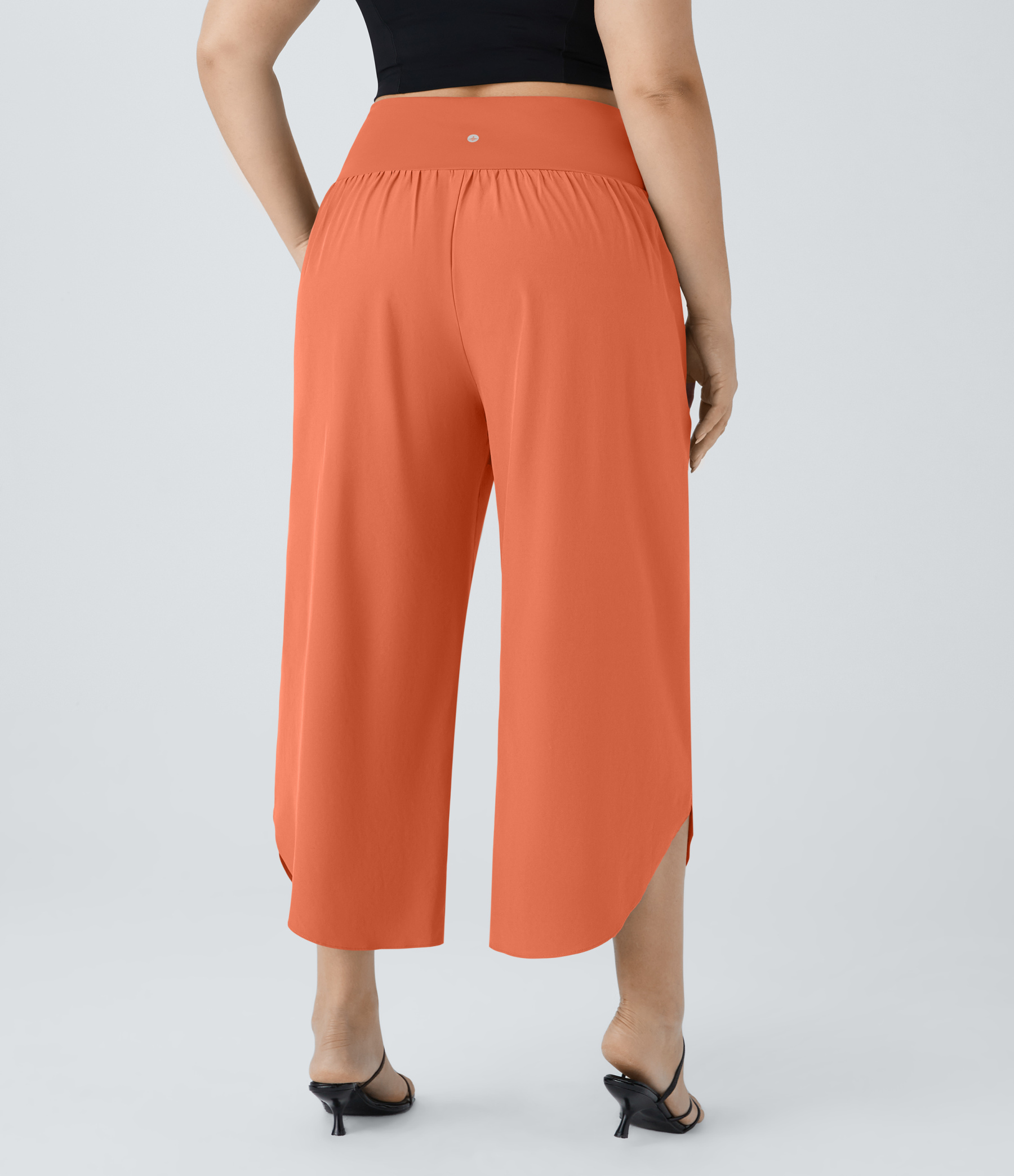 High Waisted Crossover Pocket Quick Dry Plus Size Pants