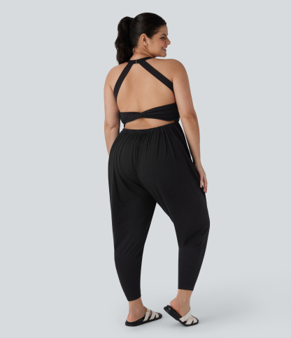 Harem Casual Plus Size Jumpsuit with Pocket-Easy Peezy Edition