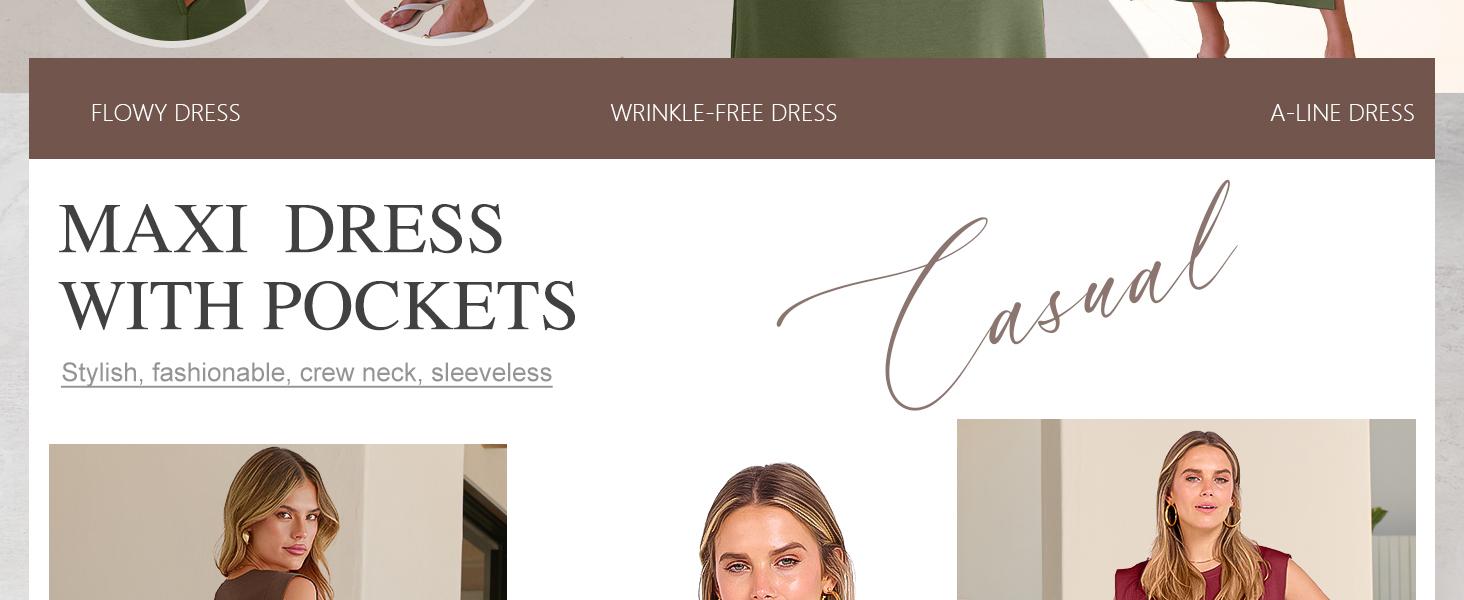 ANRABESS Women Summer Casual Sleeveless Maxi Dress 2026 Crewneck Loose Split Wrinkle-Free Beach Travel Vacation Long Sundress
