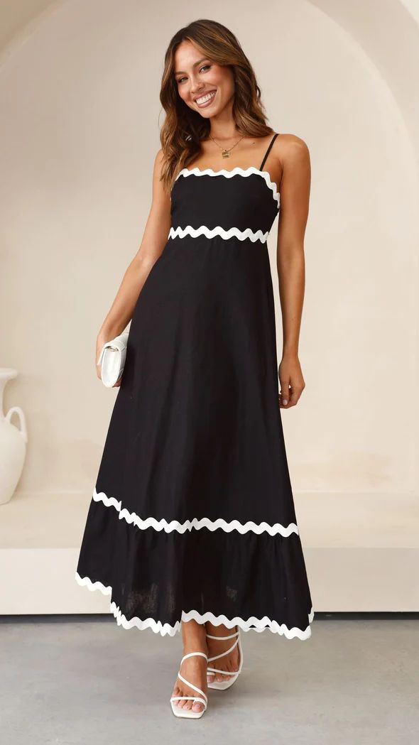 Sling Solid Color Wave Midi Dress