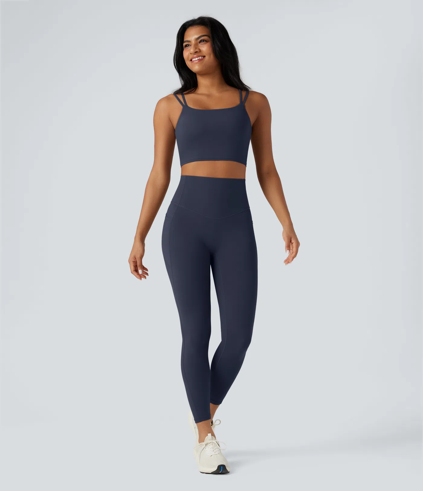 Double-shoulder-strapped, Knot-front, Backless Cropped Yoga Tank Top
