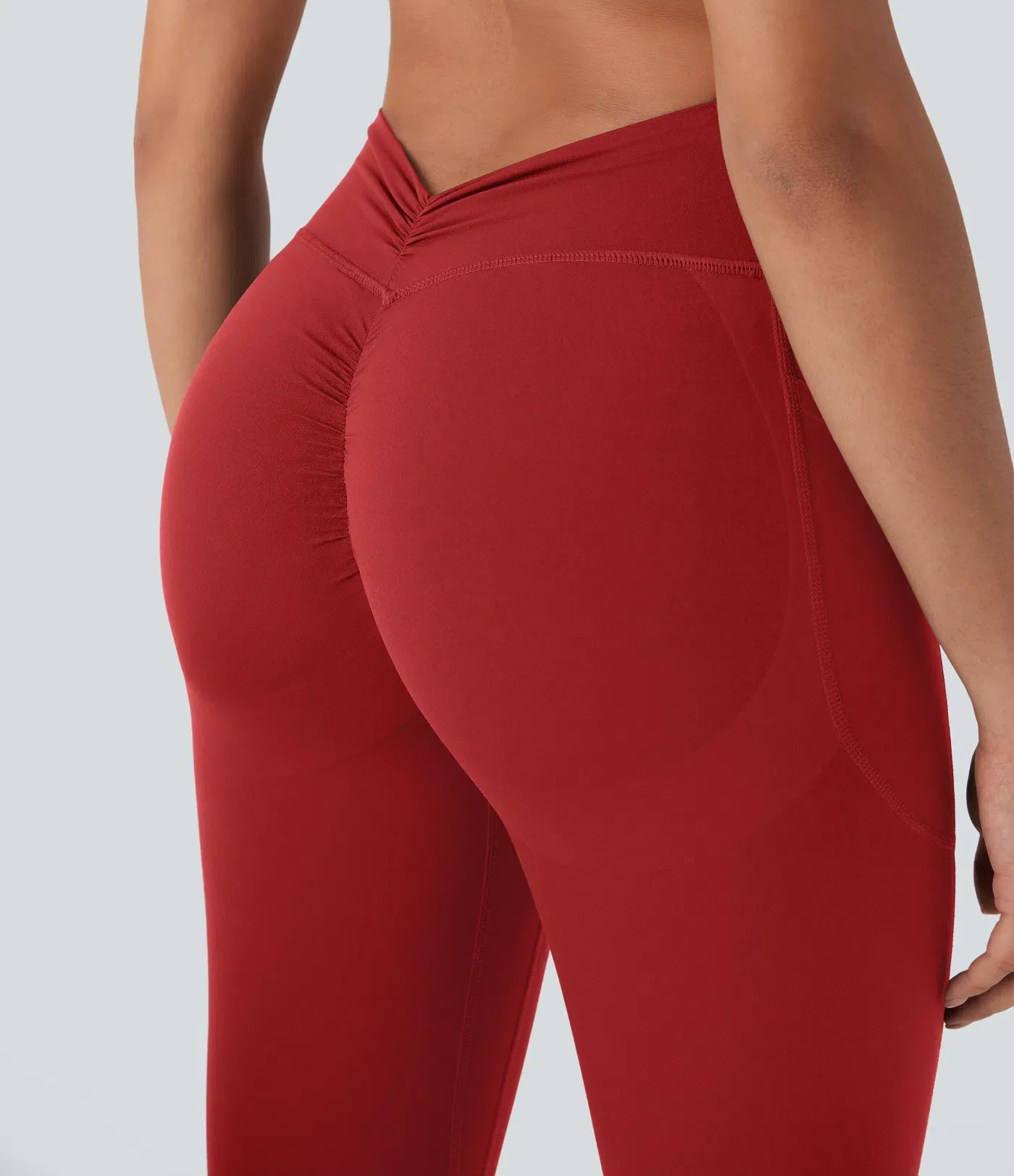 High Waisted Tummy Control Butt Lifting Ruched Pocket Shaping Yoga Leggings