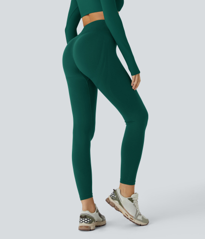 Seamless Flow Mid Rise Tummy Control Butt Lifting Yoga Leggings