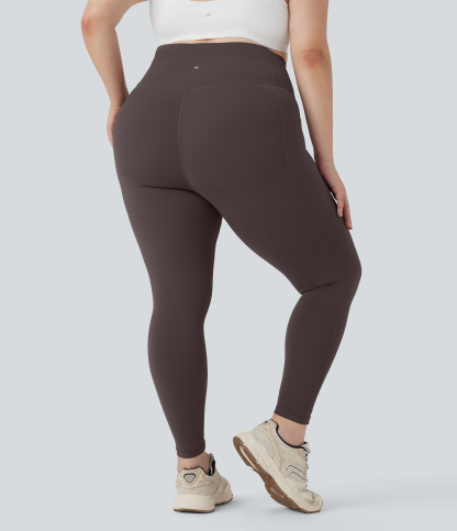 Plus Size High Waisted Butt Lifting Tummy Control Shaping Training Leggings with Pockets