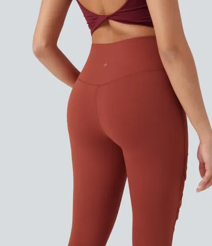 DayStretch High Waisted Crossover Contrast Mesh Decorative Buckle Yoga Leggings