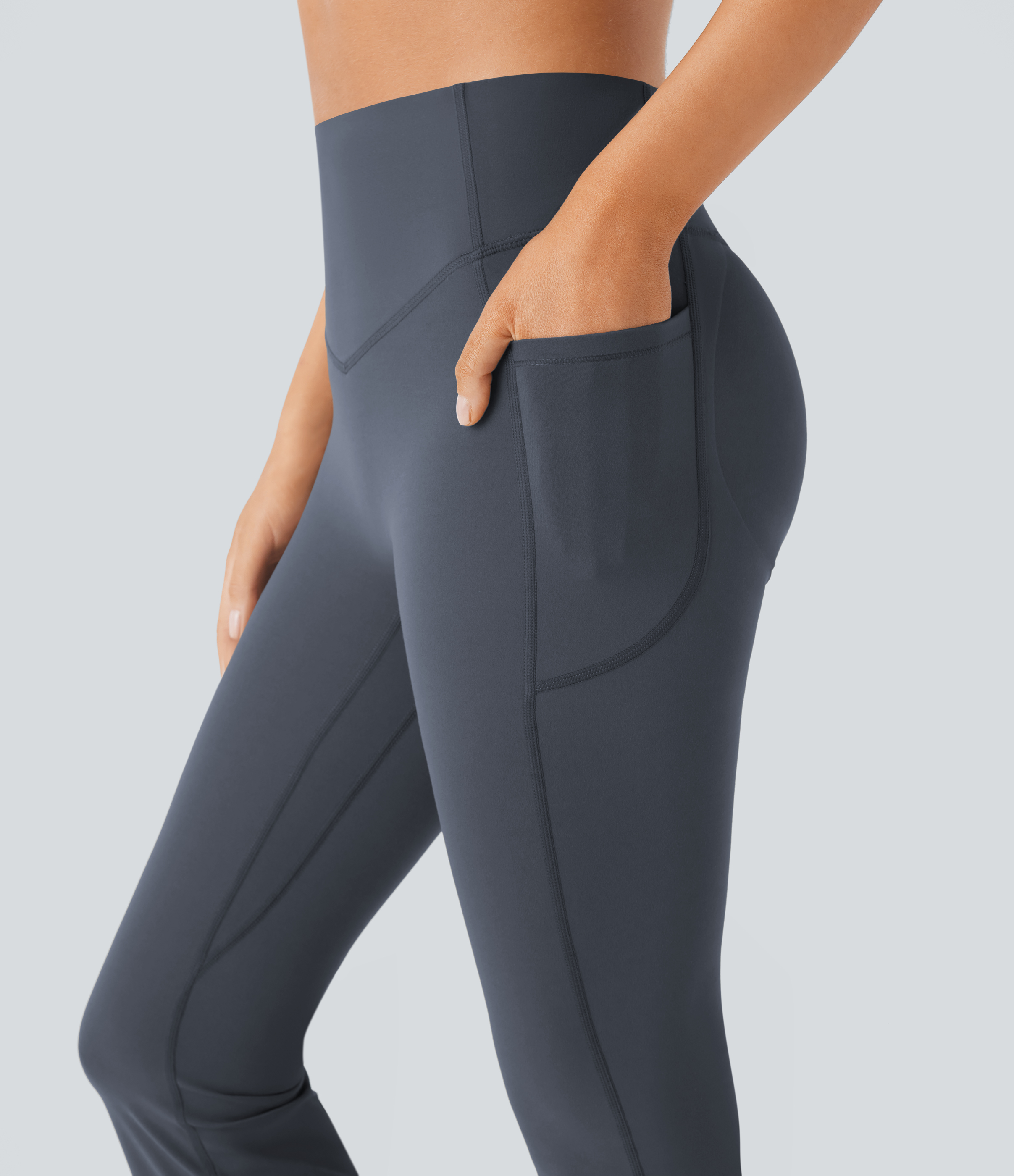 High Waisted Scrunch Butt Lifting Tummy Control Pocket Shaping Yoga Bootcut Leggings