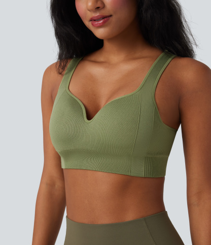 OneForm Seamless Flow Light Support Sweetheart Neck Yoga Sports Bra