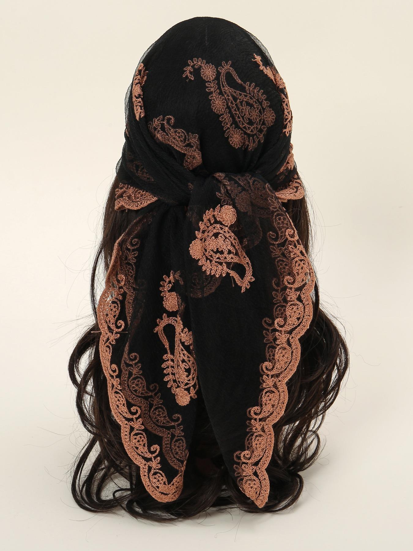 Women's Floral Embroidered Square Scarf, Fashionable Elegant Multifunctional Scarf For Daily Wear, Casual Versatile Scarf For Women