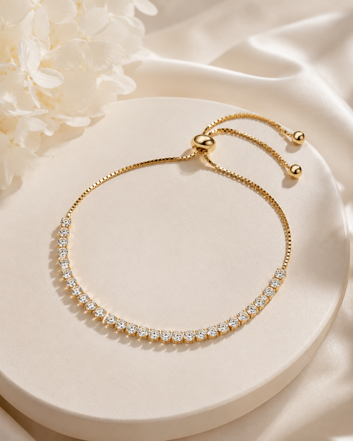 Adjustable Cubic Zirconia Tennis Bracelet
