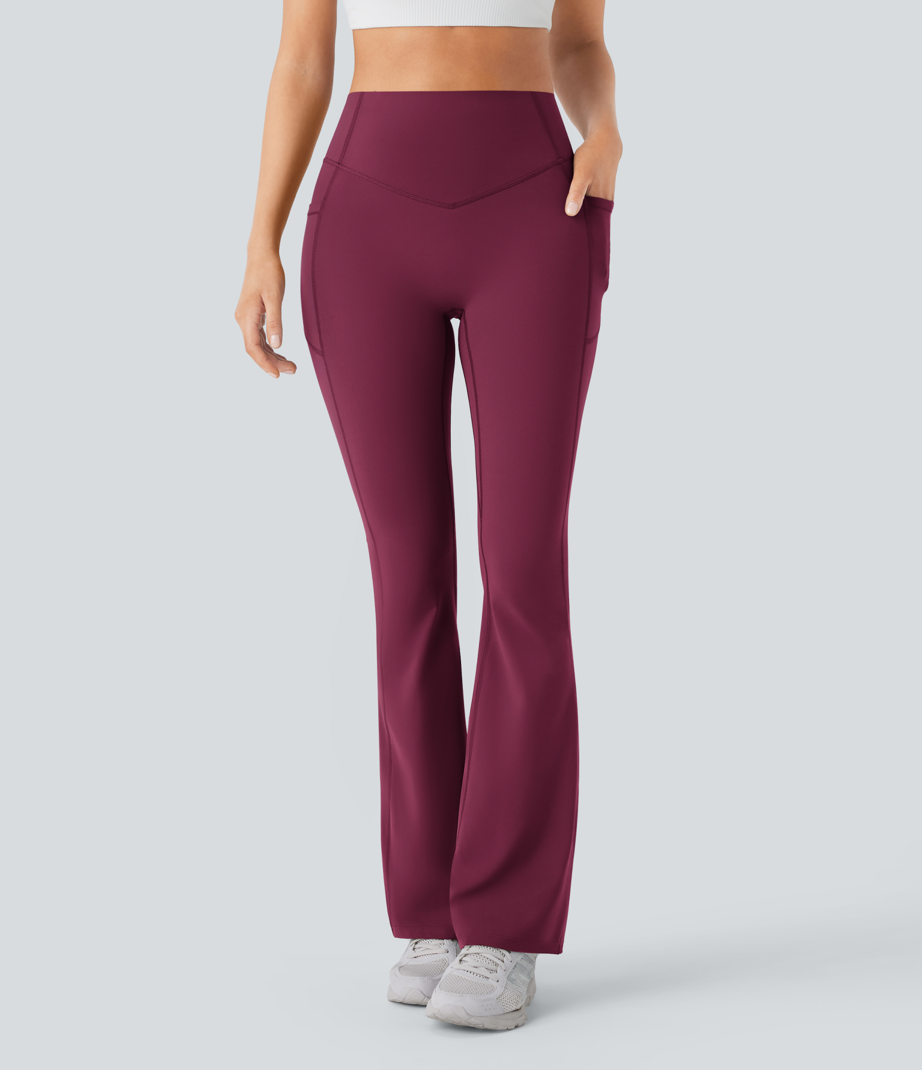 High Waisted Scrunch Butt Lifting Tummy Control Pocket Shaping Yoga Bootcut Leggings