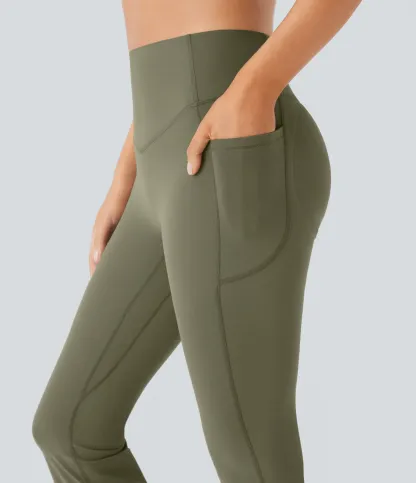 High Waisted Scrunch Butt Lifting Tummy Control Pocket Shaping Yoga Bootcut Leggings