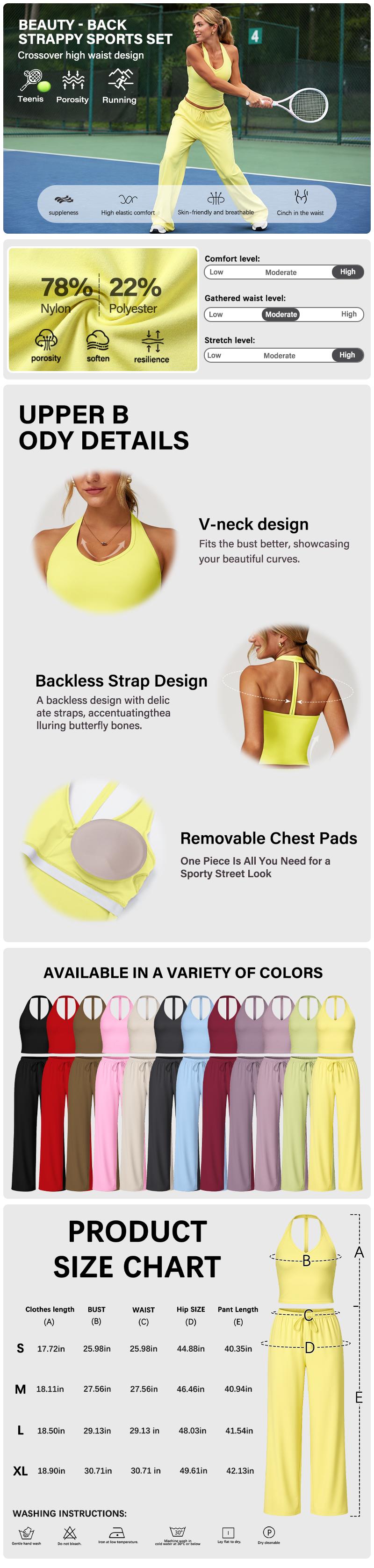 NVWA Women's 2-Piece Athleisure Outfits - Polyester-Silk Fitted Summervibe Sweatsuit, Adjustable V-Neck Strappy Top & Wide Leg Pants, Cooling Quick-Drying Breathable Figure-Flattering Women's Clothes, Workout Sets for Gym & Travel,summerwins