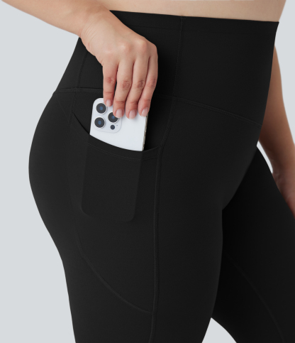 Plus Size High Waisted Butt Lifting Tummy Control Shaping Training Leggings with Pockets