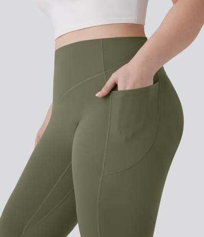 High Waisted Scrunch Butt Lifting Tummy Control Pocket Shaping Yoga Bootcut Plus Size Leggings