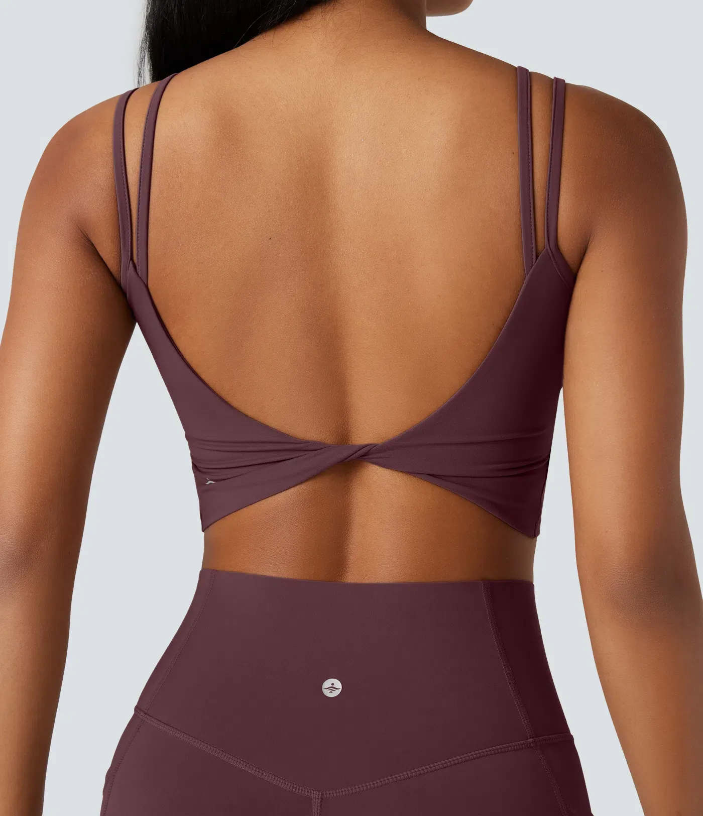 UltraSculpt™ Double Straps Twisted Backless Cropped Yoga Tank Top