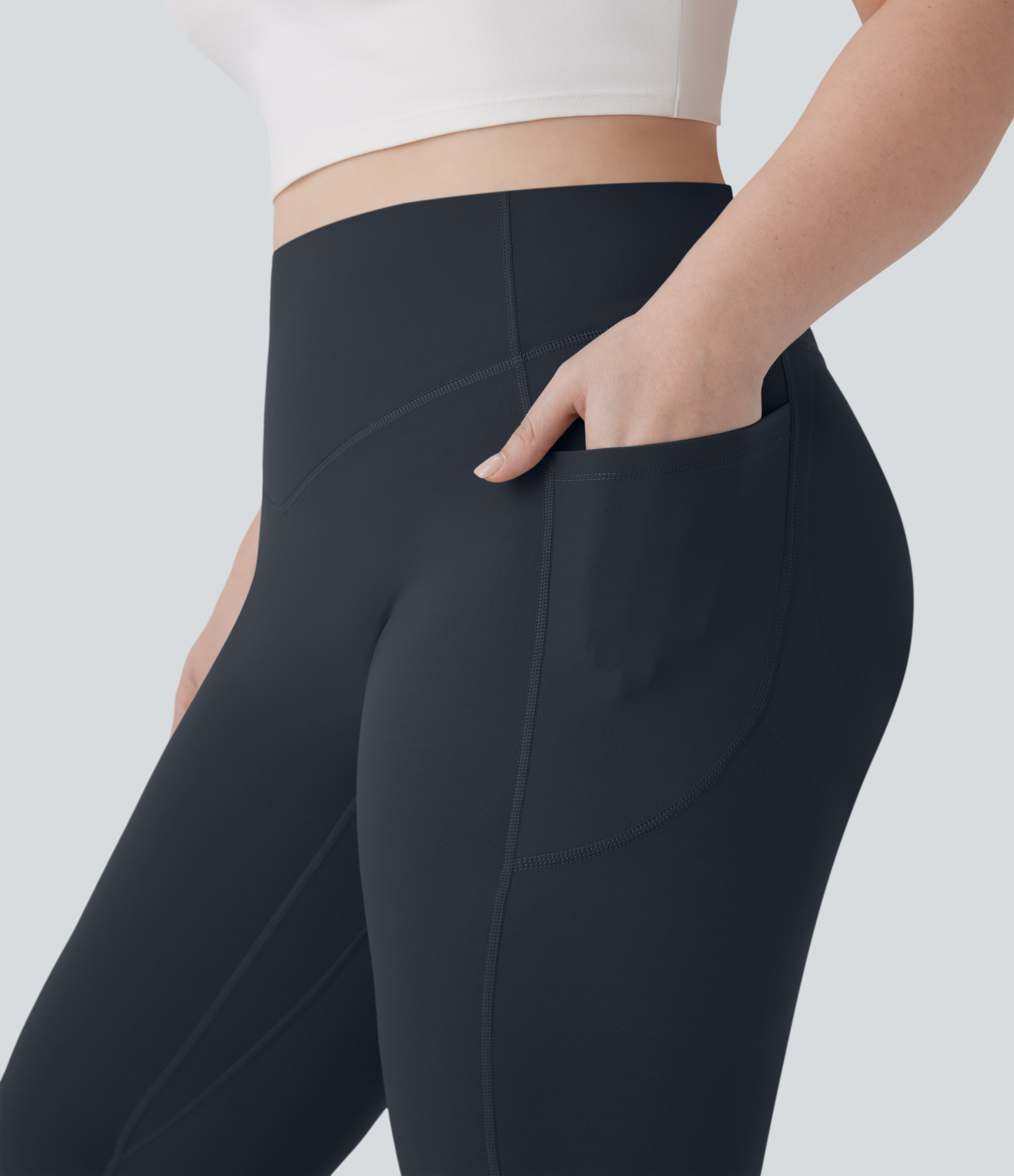 High Waisted Scrunch Butt Lifting Tummy Control Pocket Shaping Yoga Bootcut Plus Size Leggings