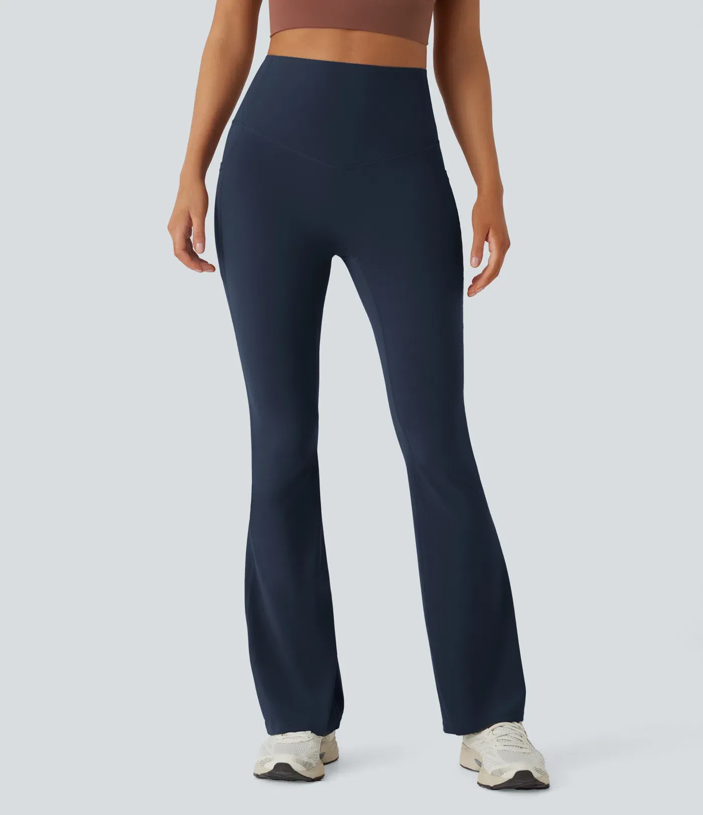 High Waisted Tummy Control Pocket Shaping Yoga Bootcut Leggings