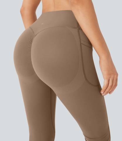 High Waisted Scrunch Butt Lifting Tummy Control Pocket Shaping Yoga Bootcut Leggings