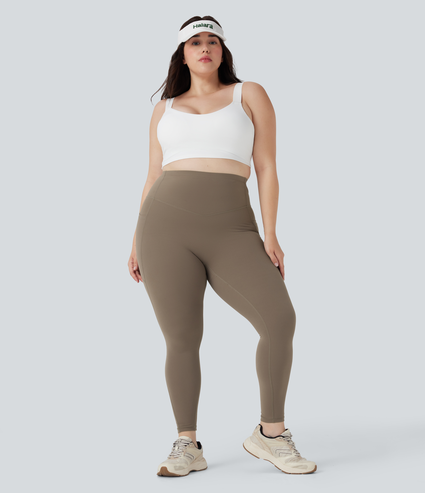 Plus Size High Waisted Butt Lifting Tummy Control Shaping Training Leggings with Pockets