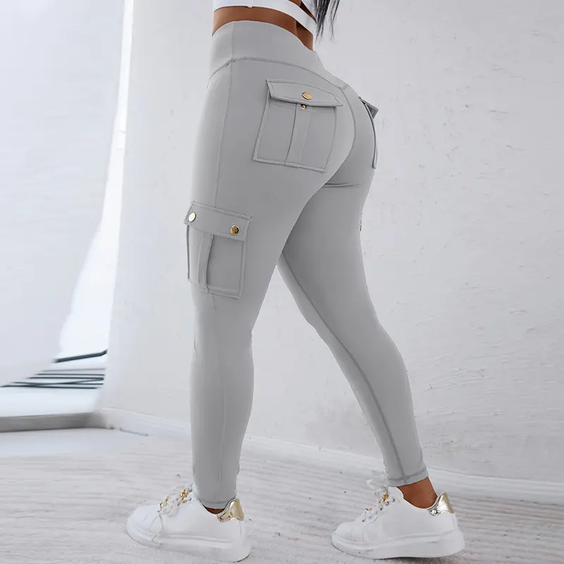 Womens Butt Lifting Leggings with Flap Pockets/ High Waist Tummy Control Workout Cargo Leggings/High Waist Tummy Control Leggings Yoga Pants Gym Sportswear Bottoms