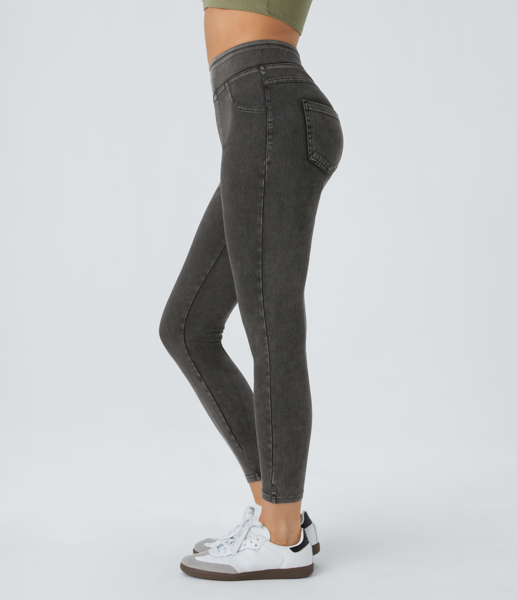 High Waisted Pocket Denim Casual Leggings