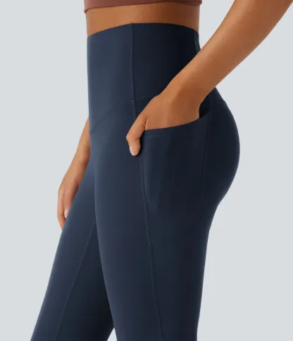 High Waisted Tummy Control Pocket Shaping Yoga Bootcut Leggings