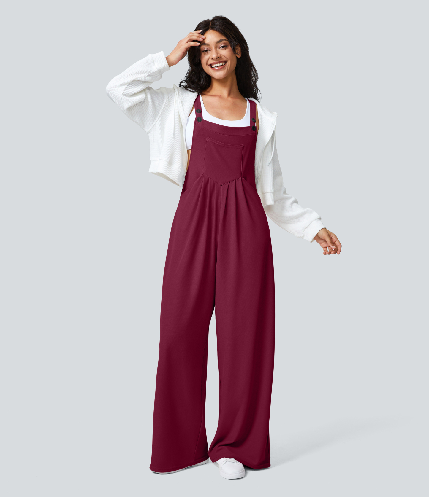 Pockets Waffle Casual Overalls