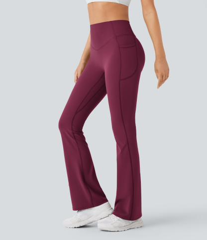 High Waisted Scrunch Butt Lifting Tummy Control Pocket Shaping Yoga Bootcut Leggings