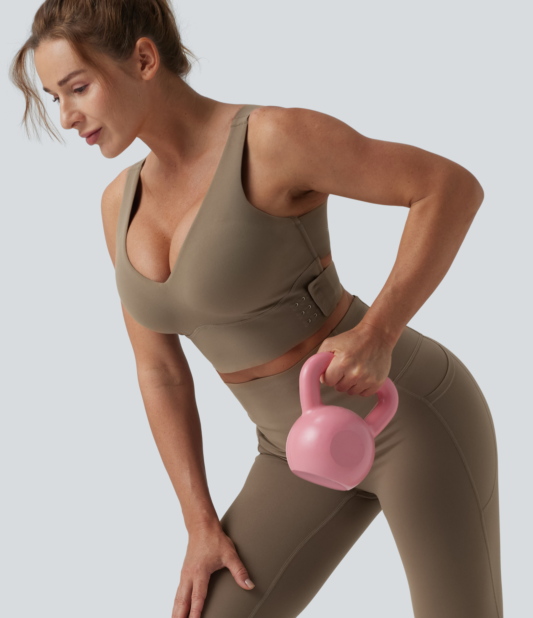 Medium Support V Neck Push-Up Training Sports Bra D-F Cups