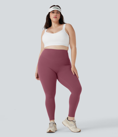 Plus Size High Waisted Butt Lifting Tummy Control Shaping Training Leggings with Pockets
