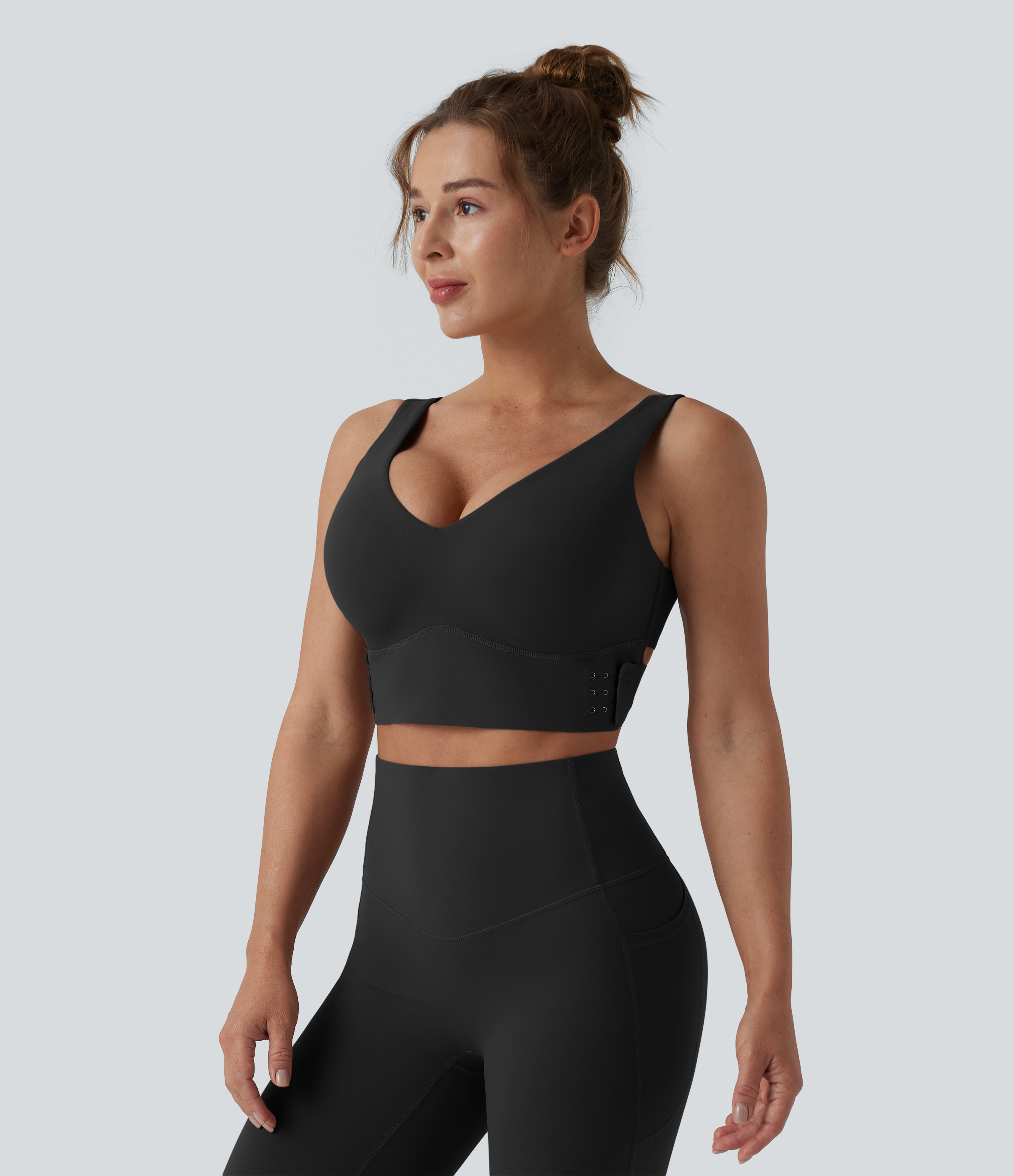 Medium Support V Neck Push-Up Training Sports Bra D-F Cups