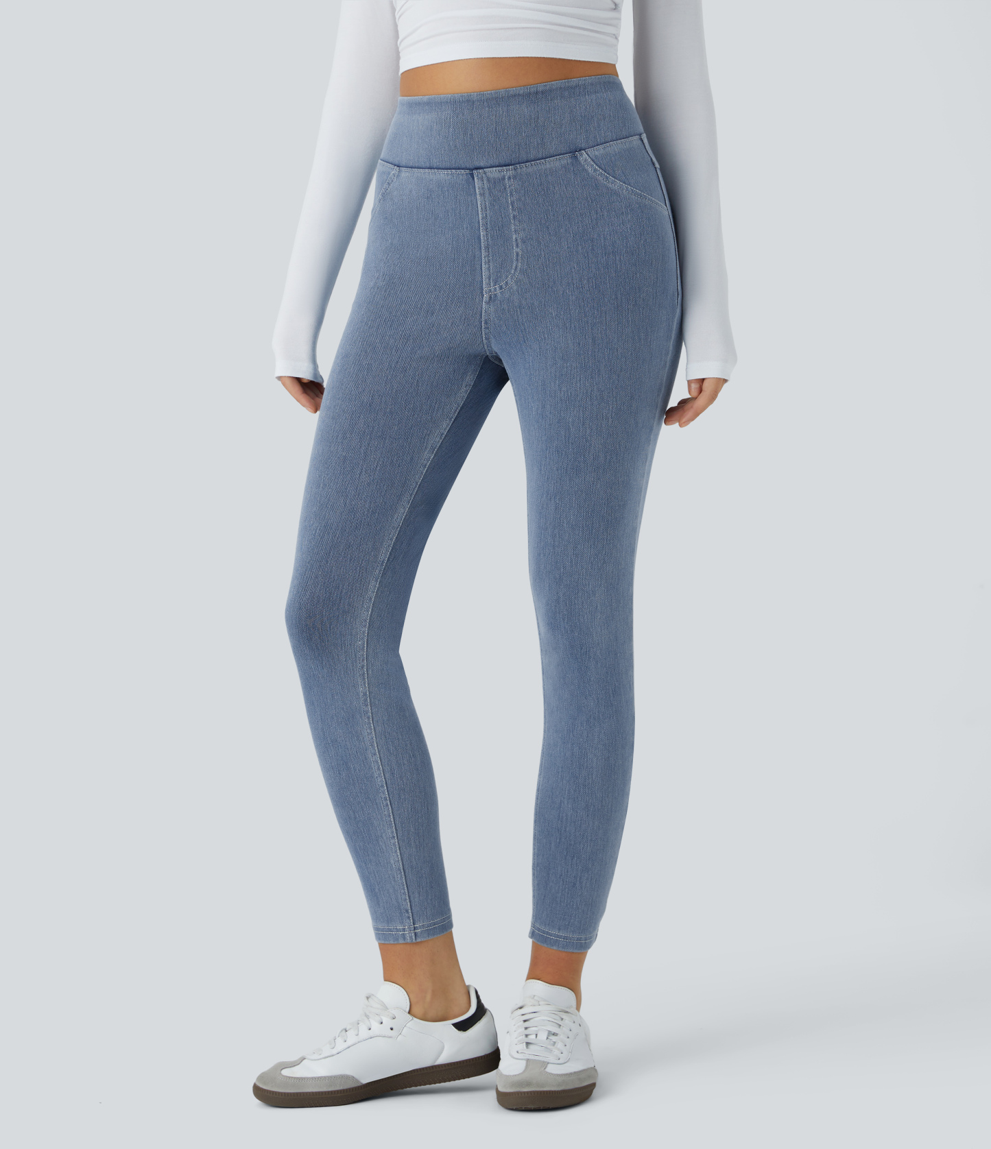 High Waisted Pocket Denim Casual Leggings
