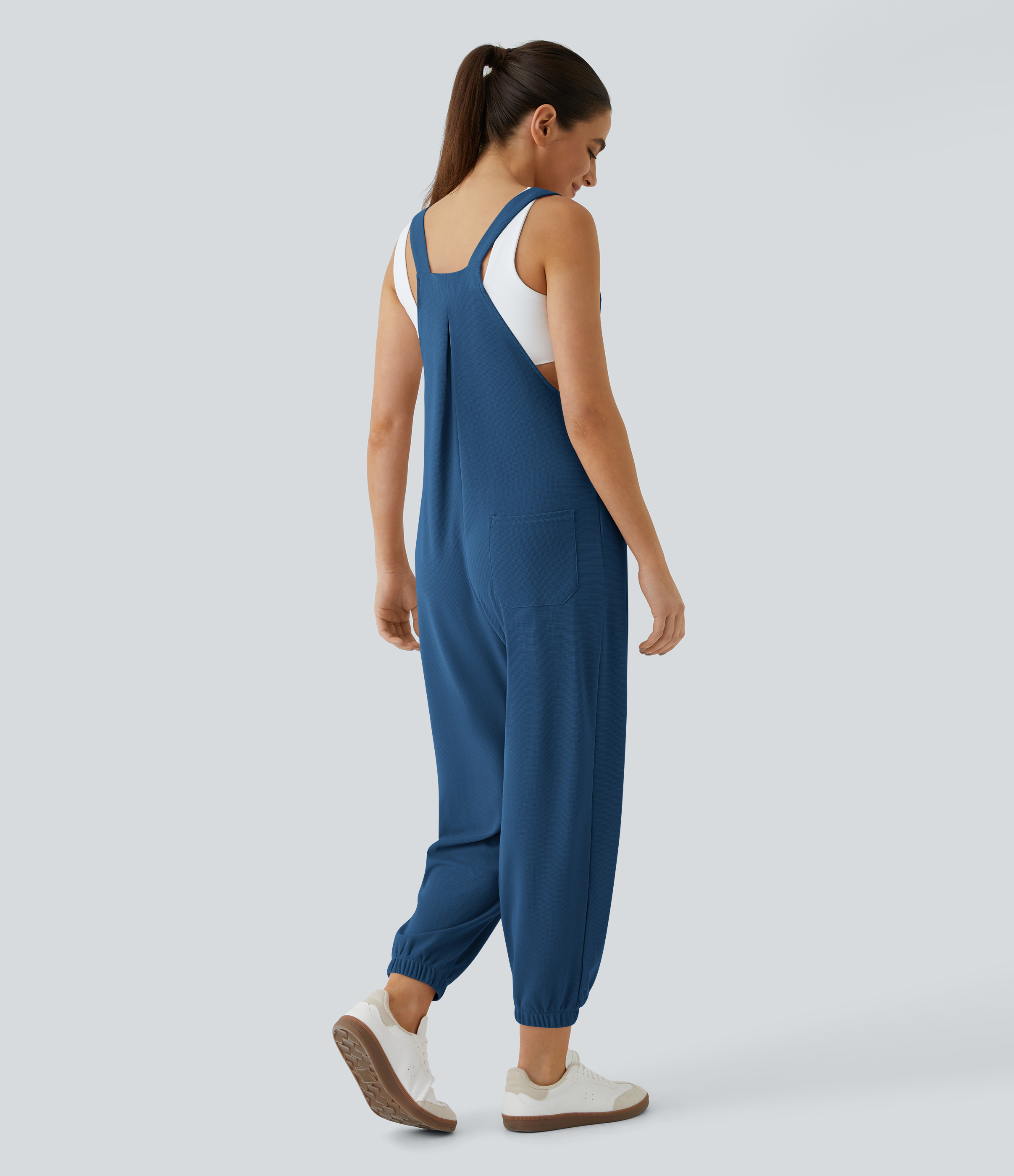 Pockets Waffle Casual Jogger Overalls