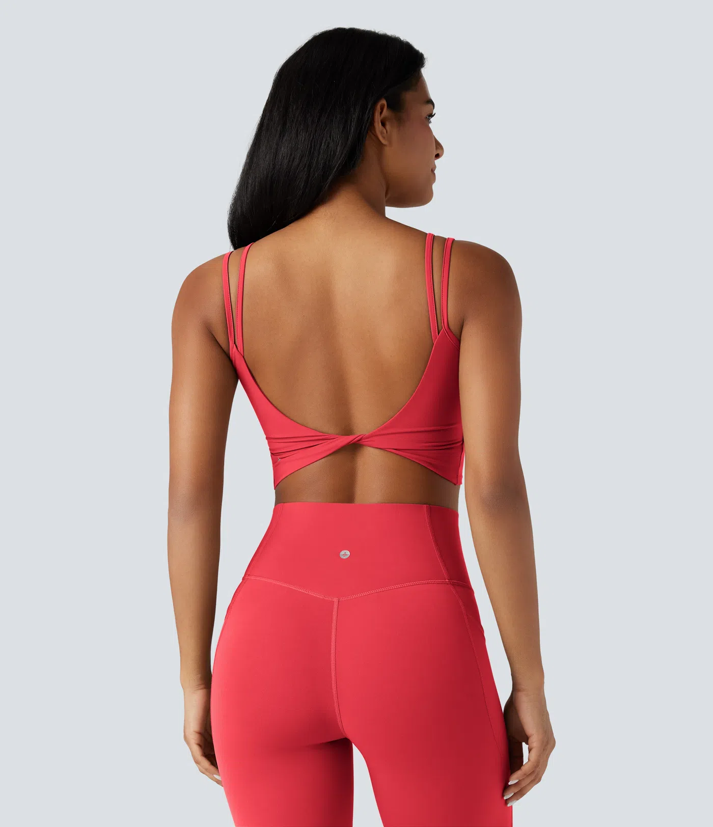 UltraSculpt™ Double Straps Twisted Backless Cropped Yoga Tank Top