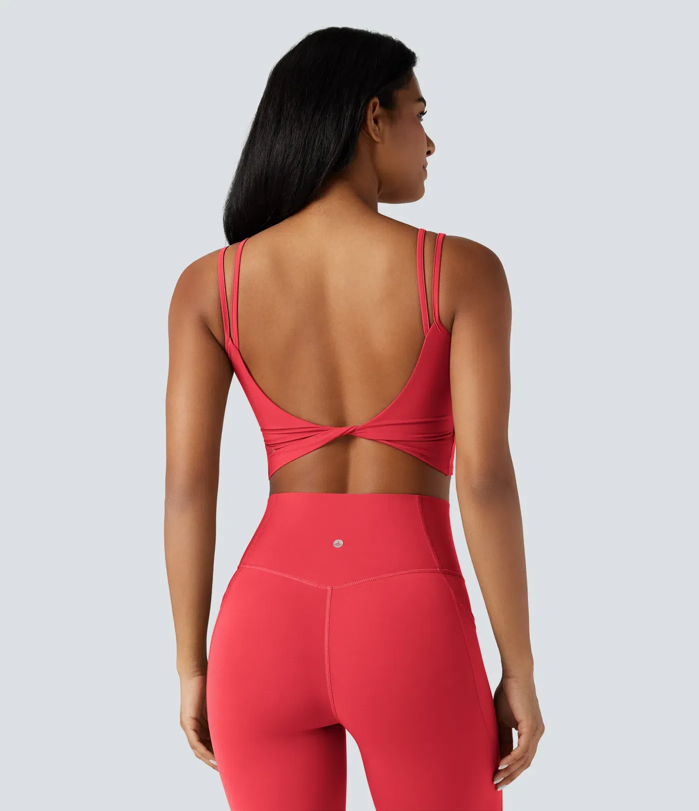 UltraSculpt™ Double Straps Twisted Backless Cropped Yoga Tank Top
