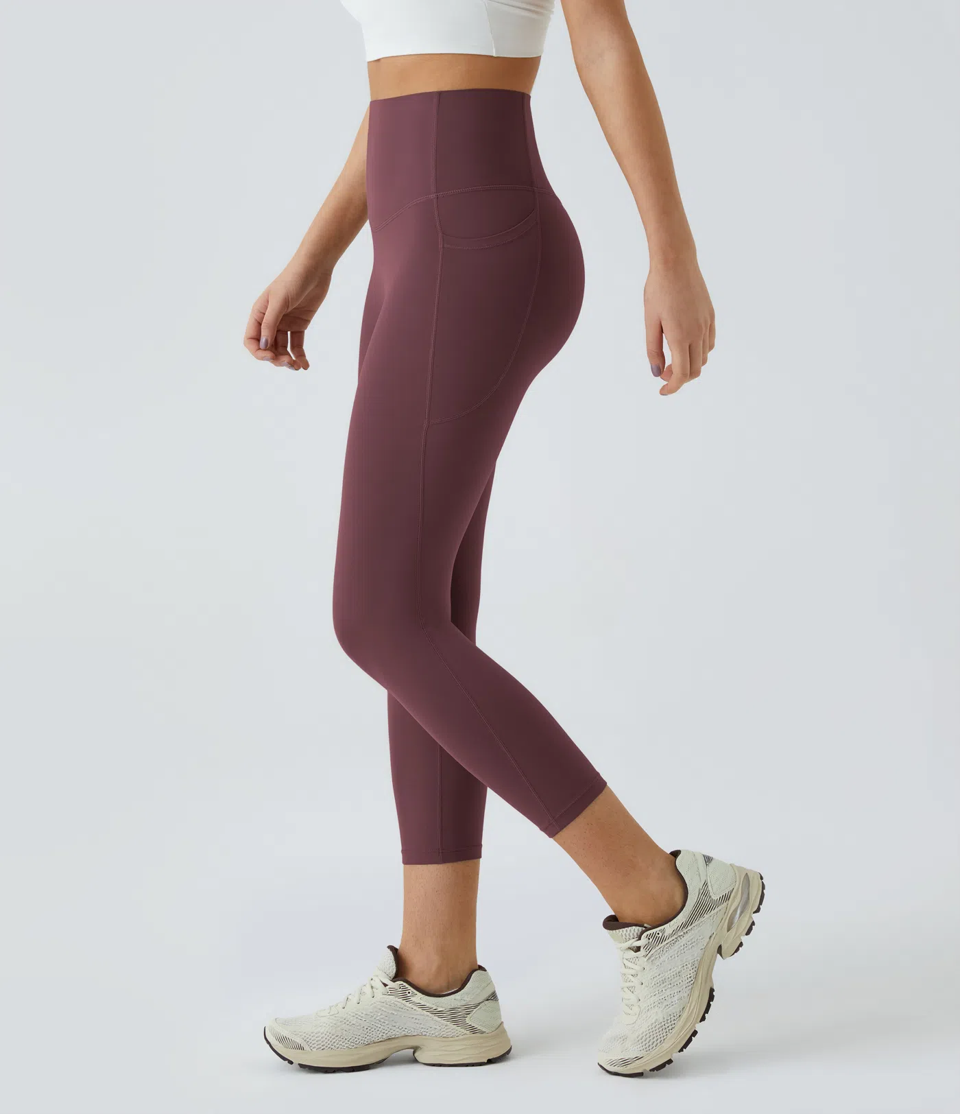 High Waisted Tummy Control Pocket Shaping Training Capri Leggings