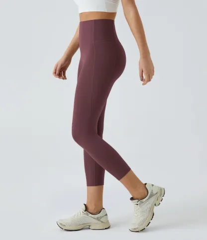 High Waisted Tummy Control Pocket Shaping Training Capri Leggings