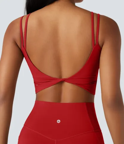 UltraSculpt™ Double Straps Twisted Backless Cropped Yoga Tank Top