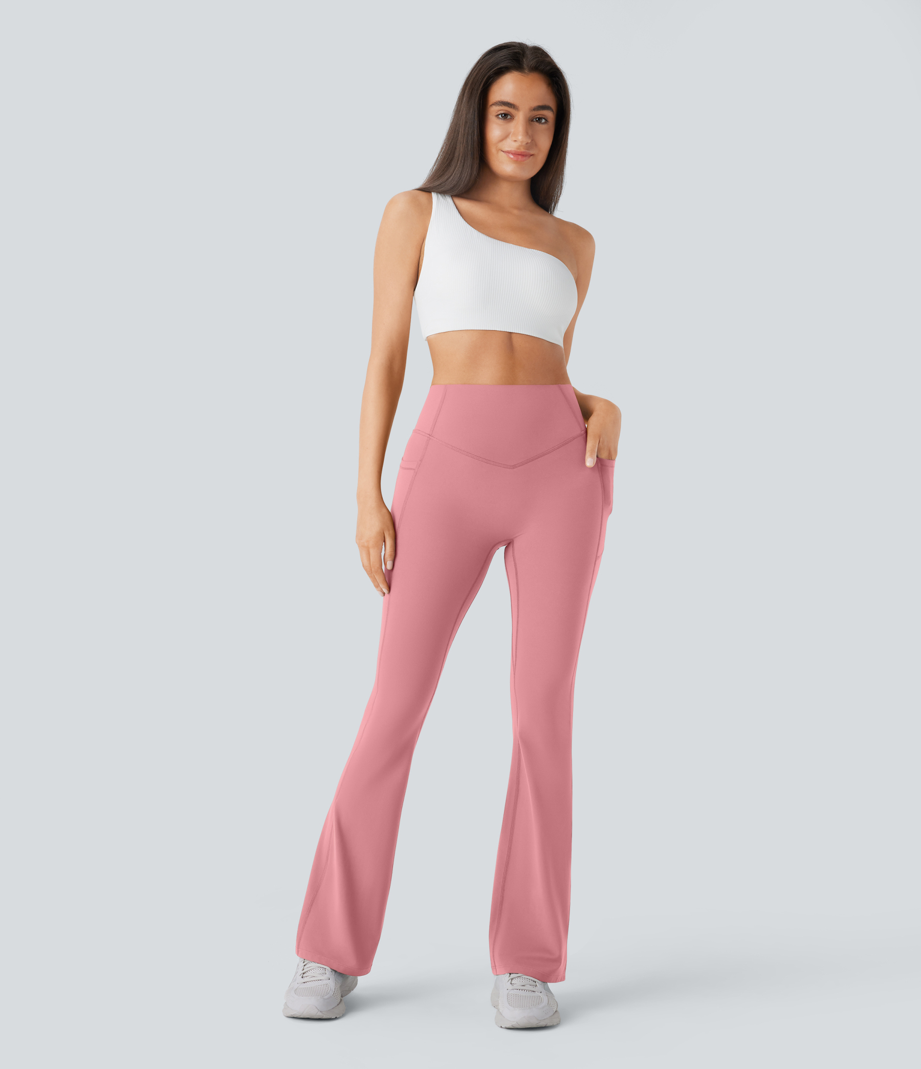 High Waisted Scrunch Butt Lifting Tummy Control Pocket Shaping Yoga Bootcut Leggings