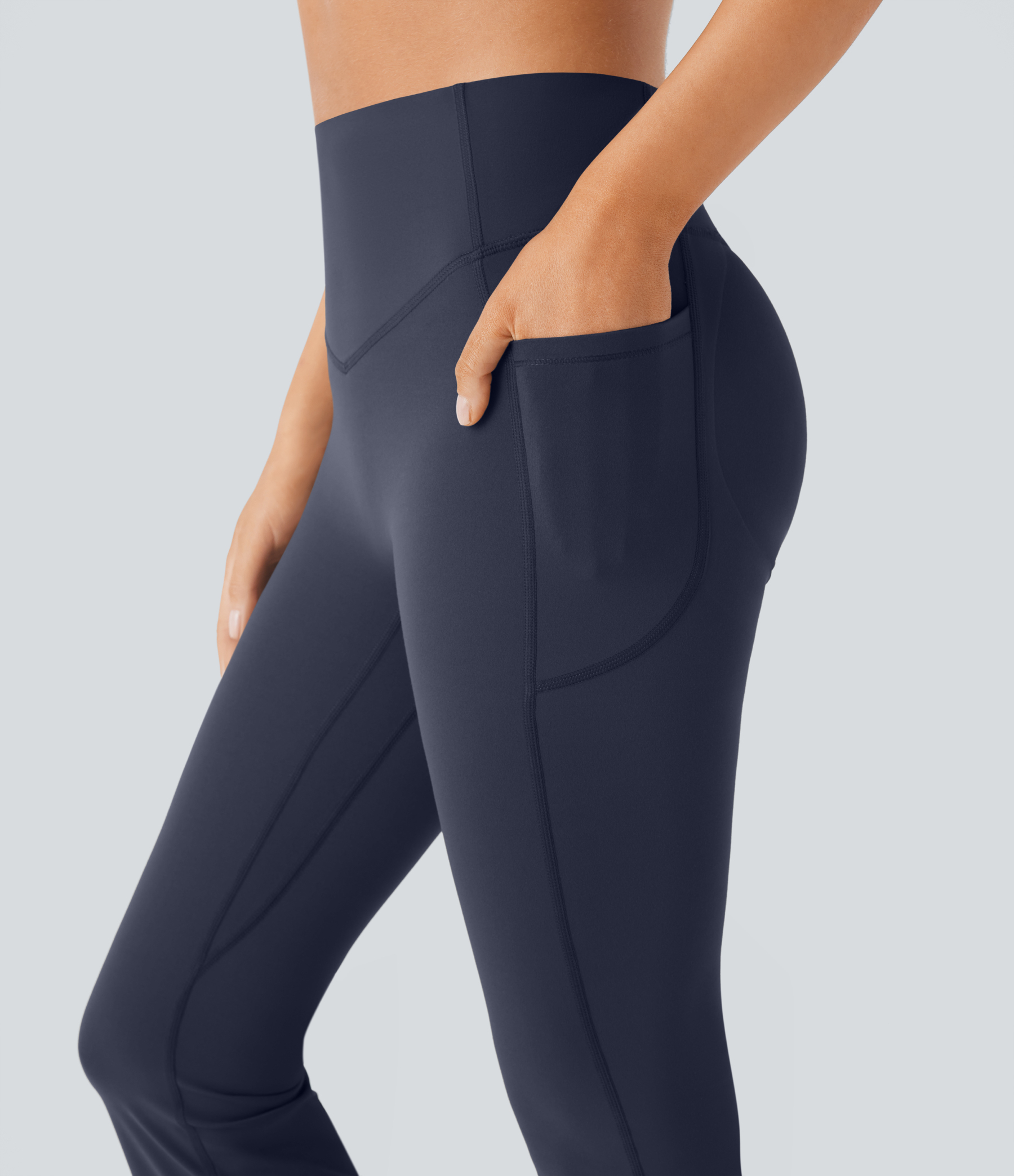 High Waisted Scrunch Butt Lifting Tummy Control Pocket Shaping Yoga Bootcut Leggings