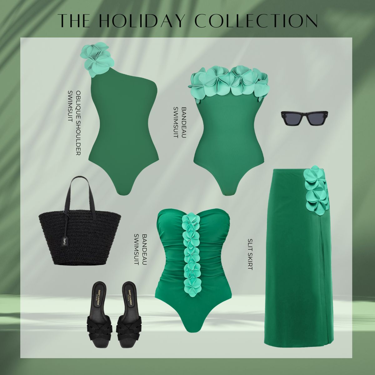 Bandeau 3D Flower One Piece Swimsuit and Skirt