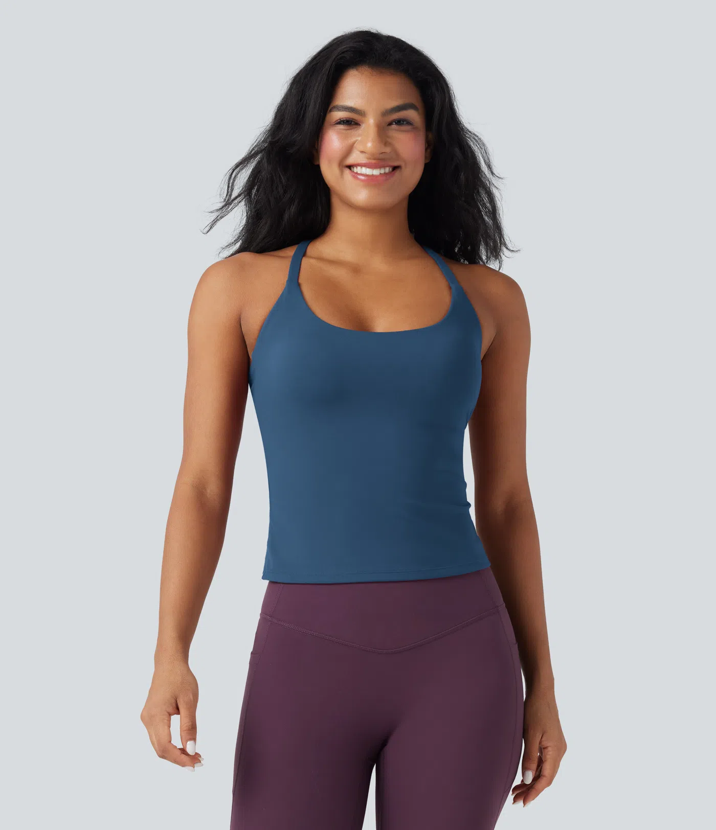 Round Neck Cross Backless Cross Hem Yoga Camisole