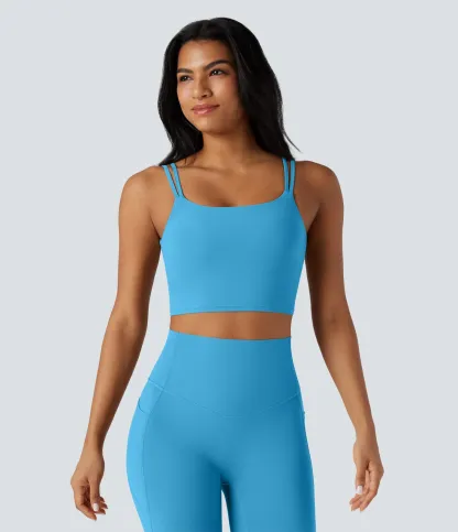 UltraSculpt™ Double Straps Twisted Backless Cropped Yoga Tank Top