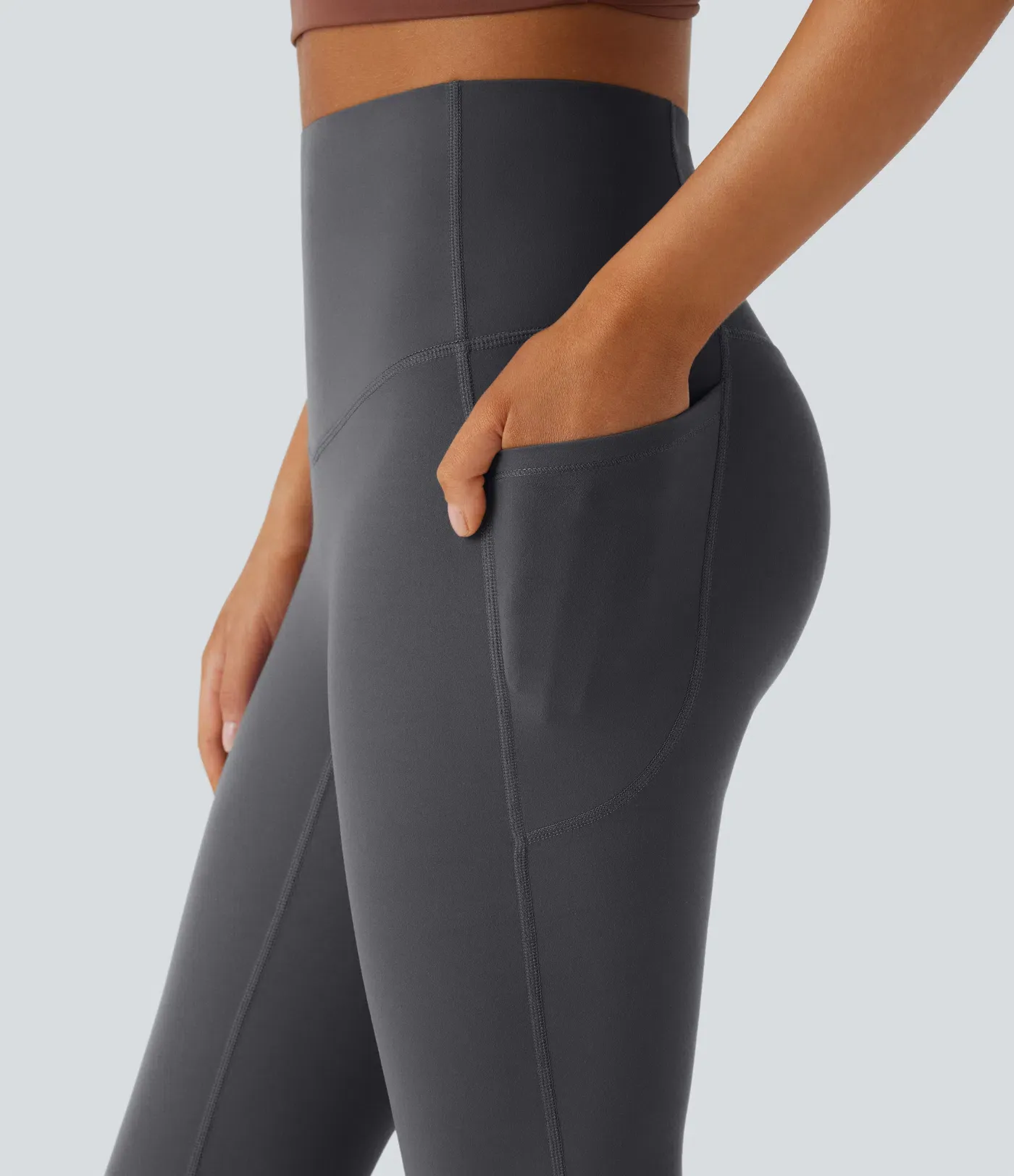 High Waisted Tummy Control Pocket Shaping Yoga Bootcut Leggings