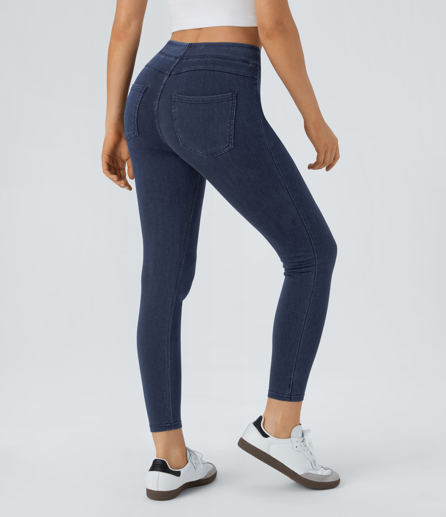 High Waisted Pocket Denim Casual Leggings